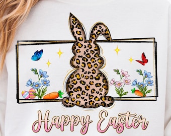 Happy Easter Leopard Print Bunny Png, Retro Coquette Easter Bunny Png, Easter Coquette PNG, Glitter Heart Easter Bunny Png Digital Download