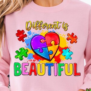 Different Is Beautiful Png, Autism Awareness Quote PNG, Autism Awareness Printable Design, Puzzle Piece Text Sublimation, Inspirational Png