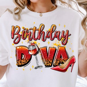 Birthday Diva Png Sublimation Design, Birthday Png, Birthday Queen Png, Birthday Girl Png, Glitter Diva Png, Stilleto Png, Digital Download