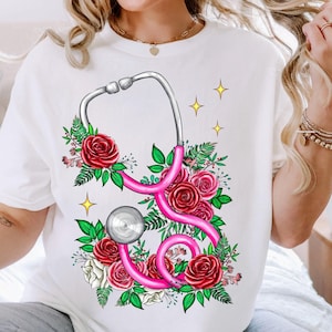 Floral stethoscope png sublimation design download, Nurse png, Nursing png, Nurse love png, Nurse stethoscope png,sublimate designs download