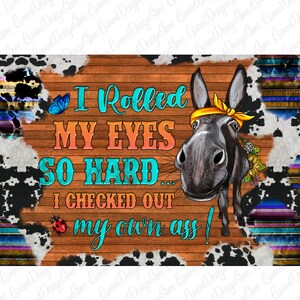 I Rolled My Eyes So Hard I Checked Out My Own Ass Png, Funny Donkey png, License Plate Sublimation Design Digital Download image 2