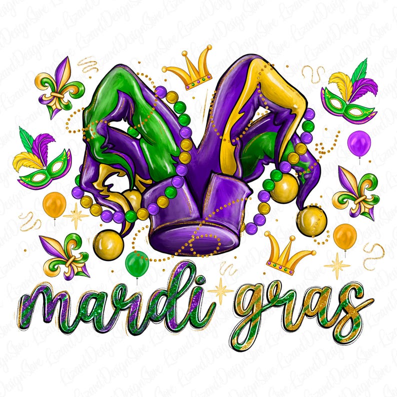 Mardi Gras With Jester Hat Png Sublimation Design Download, Happy Mardi ...