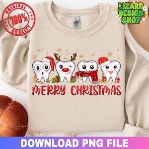 Merry Christmas Tooth PNG, Santa Christmas Png, Dental Png, Sublimation Design, Tooth Design, Digital Download, DTG Printing, Tooth PNG,Xmas