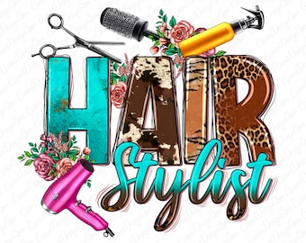 Hair stylist png sublimation design download, hairdresser png, hair boss png, western hair png, hair hustler png, sublimate designs download