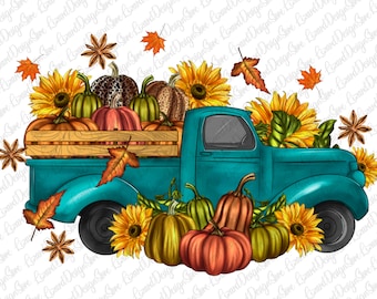 Herbst LKW Png, Kürbis Png, LKW Png, Gnom Png, Herbst PNG, Dankbar, Sonnenblume, Digitaler Download, Sublimationsdesign
