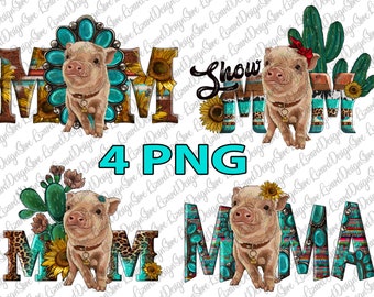 Pig Mom Bundle Sublimation Png, Western Mama Pig Png, Western Design, Mama Pig Png, Mom Life, Farm pig Png, Show Mom Pig Png, Watercolor Pig