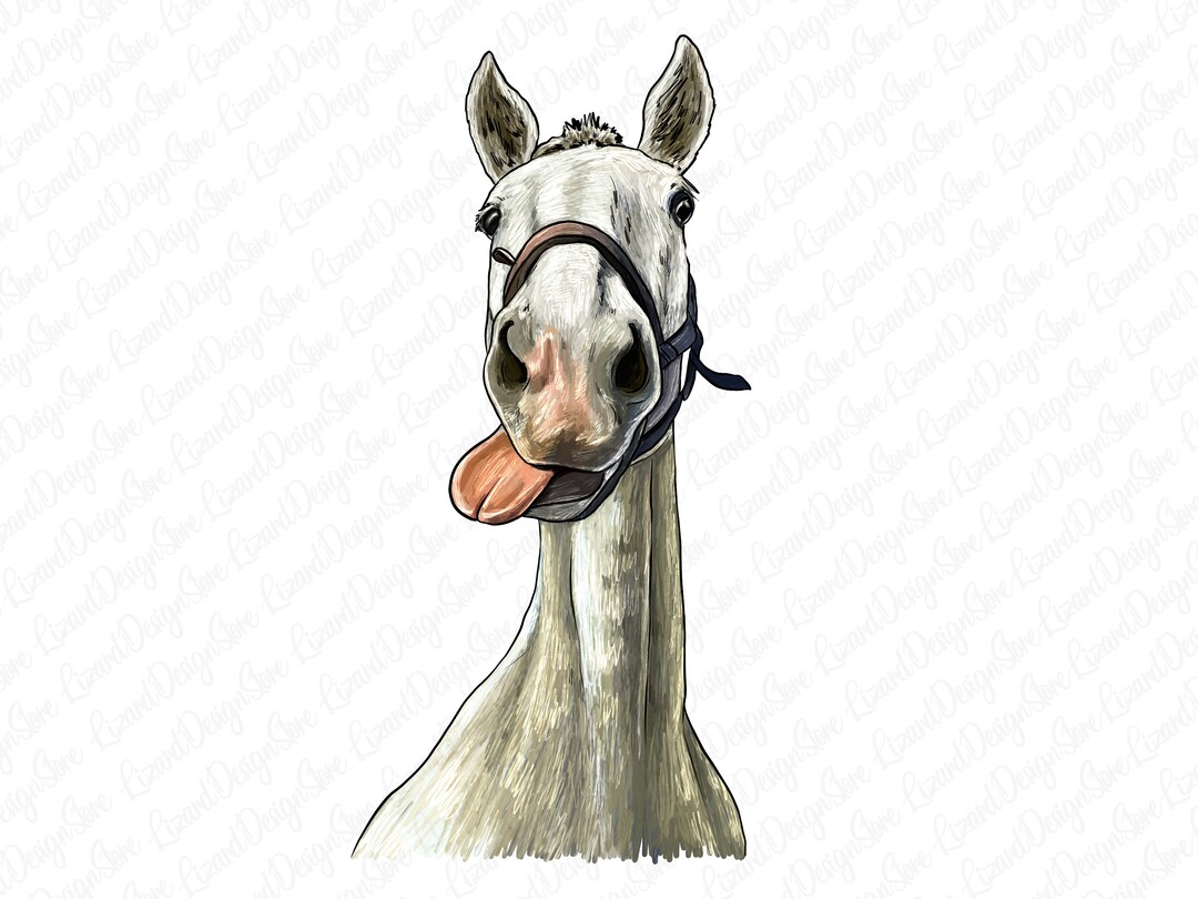 Horse Sticking Out Tongue Png Sublimation Design,handdrawn Horse Png