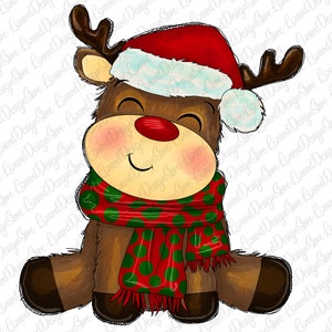 Christmas Baby Reindeer Png, Christmas png, Cute Reindeer Png, Reindeer Png, Christmas Hat Png, Christmas Scarf Png, Sublimation Design
