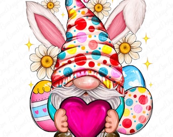 Easter Gnome PNG, Cute Gnome Clipart PNG, Easter Eggs PNG, Spring Gnome Png, Gnome Holding Egg Png, Pastel Gnome Png, Colorful Easter Png