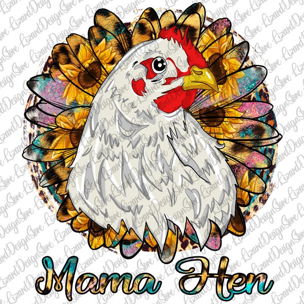 Mama Hen Png, Chicken Png, Mama Hen Chicken Mom, Hand Drawn, Leopard Background, Sublimation Design Dowland, Chicken Lady, Digital Download