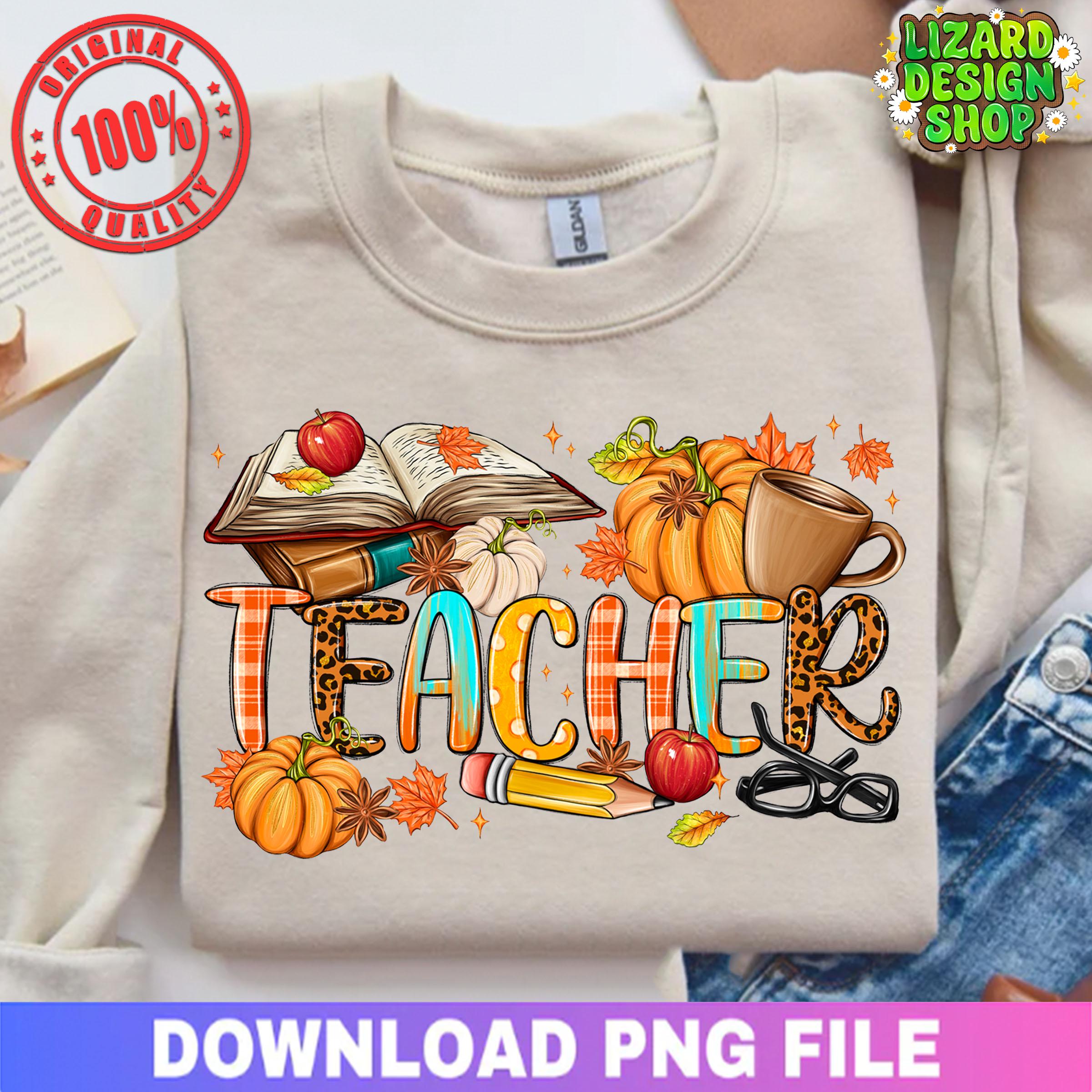 Fall Teacher Png Sublimation Design Download, Fall Png, Fall Vibes Png ...