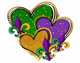 Heart Mardi Gras PNG, Mardi Gras PNG, Crawfish Png , Mardi Gras Animals PNG,Digital Art, Sublimation Design,Digital Download, Hand Drawn