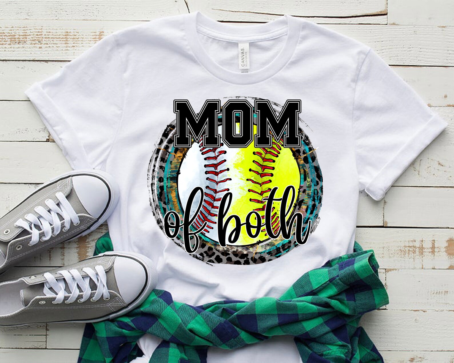 Baseball Softball Mom Sublimation Design Mom of Both Leopard - Etsy