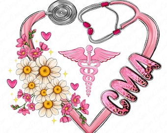 CMA heart png sublimate designs download, Certified Medical Assistant png, Nurse png, Nursing png, CNA Nurse png, designs download