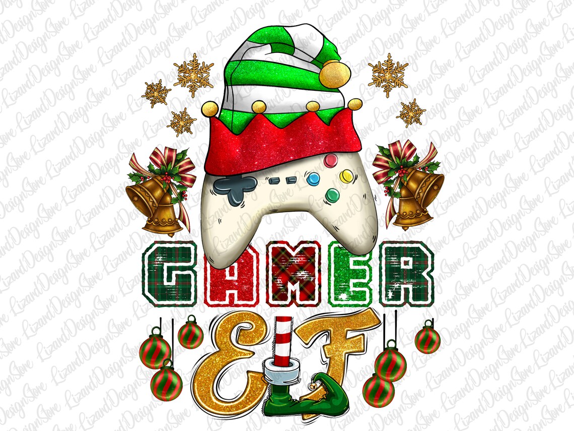 Gamer Elf PNG, Christmas Jumper Design, Xmas Digital Download ...