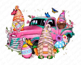 Easter gnomies truck png sublimation design download, Easter Day png, gnome png design, Happy Easter png, sublimate designs download