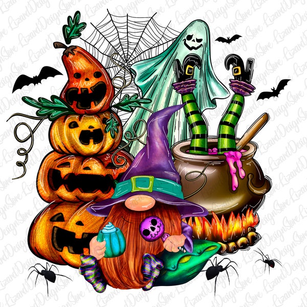 Gnome Pumpkin Ghost Sublimation Design, Halloween Gnome Png Sublimation Design, Halloween Png, Witch Gnomes Halloween Png, Spooky Pumpkin