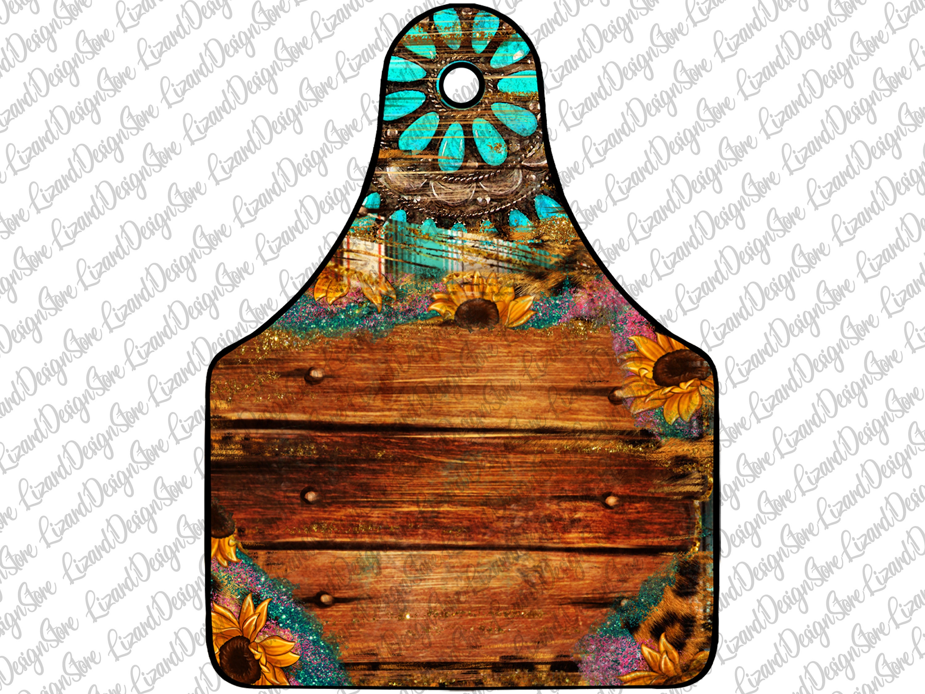Floral Western Wood Cow Tag, Farm Cow Tag Floral Design, PNG Printable ...