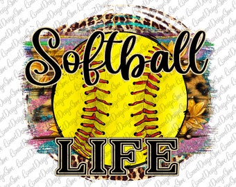 Softball Life Sublimation Design, Leoaprd Softball Png, Hand Drawn PNG, Sports Design, Sublimation Design Download, Digital Download