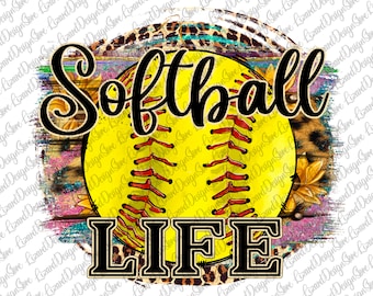 Softball Life Sublimation Design, Leoaprd Softball Png, Hand Drawn PNG, Sports Design, Sublimation Design Download, Digital Download