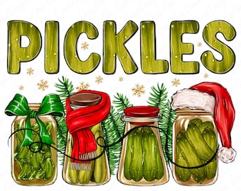 Vintage Canned Pickles Christmas PNG, Retro Pickles Jar Xmas Light Png, Canning Pikle PNG, Pickle Lover Png Sublimation, Digital Download