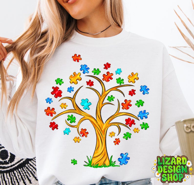 Autism Puzzle Tree Png Sublimation Design Download, Autism Awareness ...