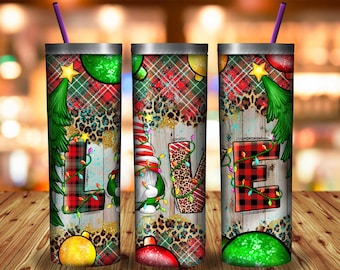 Love Gnome Christmas Tumbler Wrap 20oz Skinny Tumbler Sublimation Designs, Christmas Tumbler Png, Merry Christmas Png, Digital Download