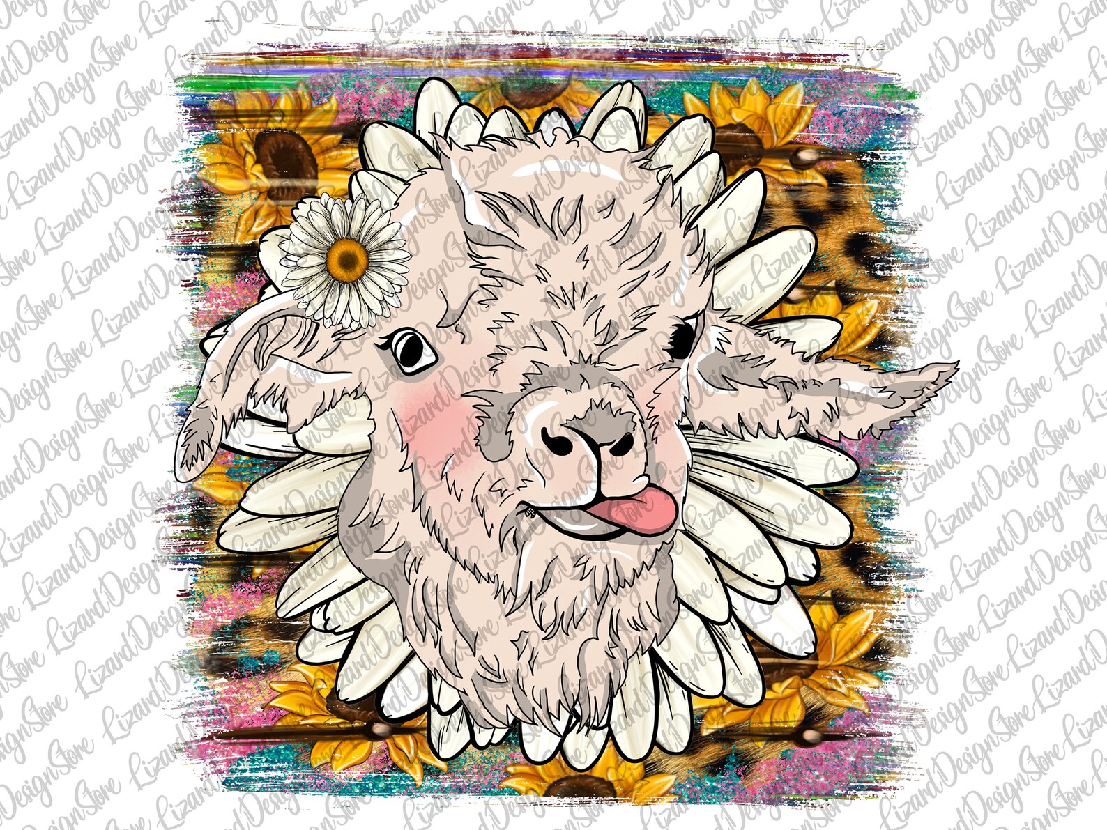 Sunflower Goat Png Goat Bundle Set Png Leopard Background Etsy