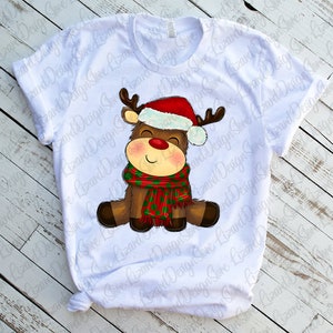 Christmas Baby Reindeer Png, Christmas png, Cute Reindeer Png, Reindeer Png, Christmas Hat Png, Christmas Scarf Png, Sublimation Design image 2