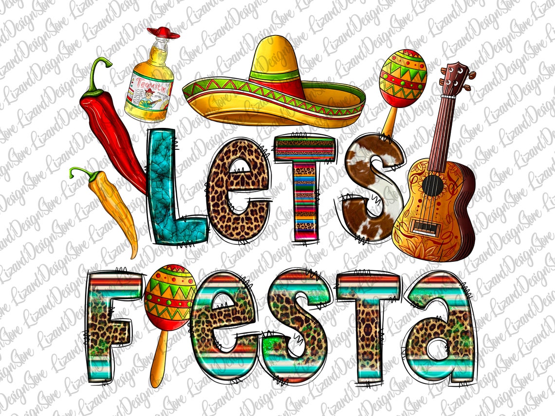 Lets Fiesta Png Mexican Hat Png Sublimation Design Serape - Etsy