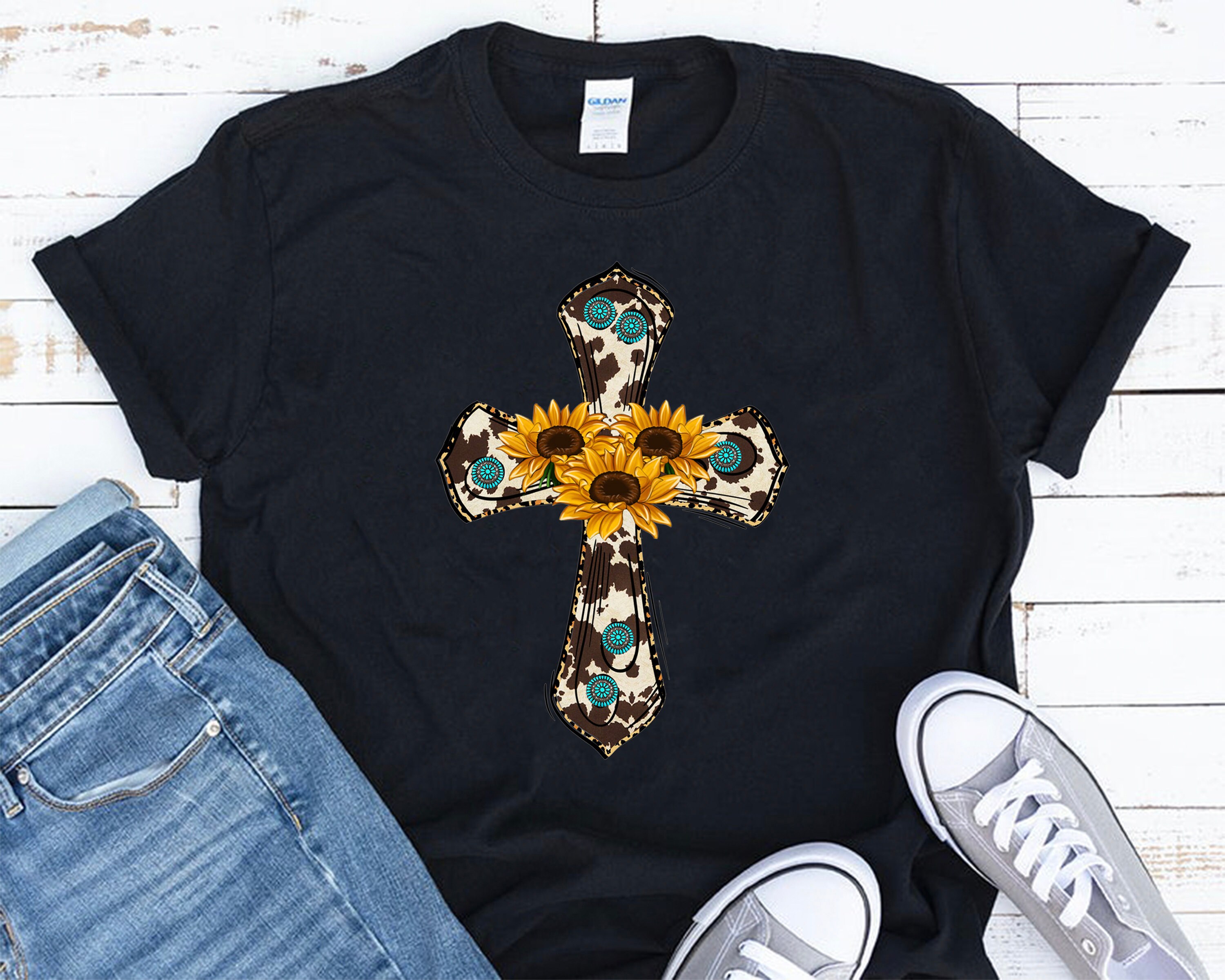 Cowhide Cross Pngcowhide and Turquoise Crosssunflower Cross Etsy