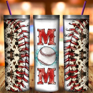 Baseball Mom Cowhide  20oz Skinny Tumbler Sublimation Designs for Straight, Baseball Mom Png, Tapered Tumbler Design - PNG Digital Download