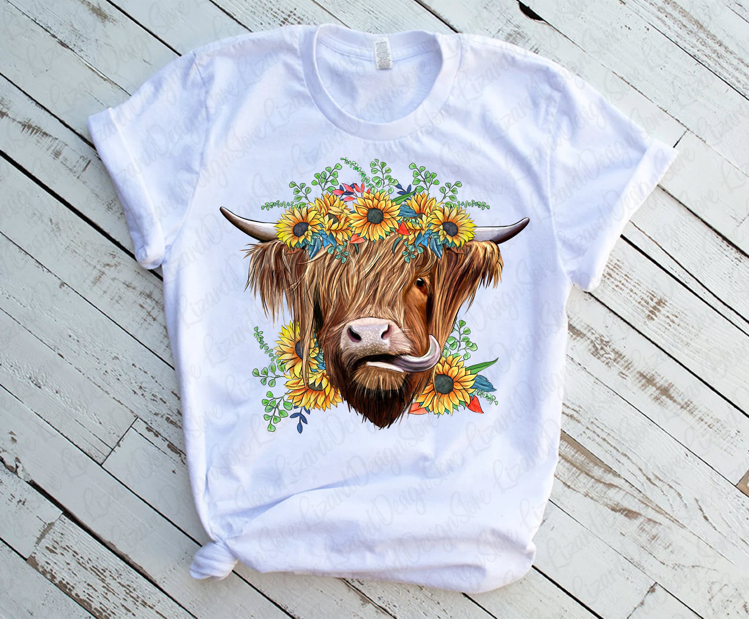 Western Highland Cow With Sunflower Bouquet Png,sunflowers Png ...
