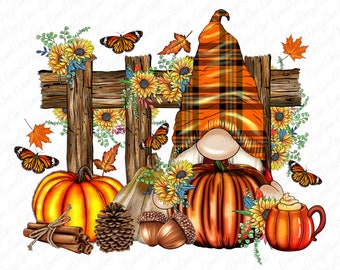 Fall Gnome Pumpkins Png Sublimation Design, Fall Pumpkin Png,Western Gnome Png,Hello Fall Png,Autumn Png, Fall Clipart Png, Instant Download