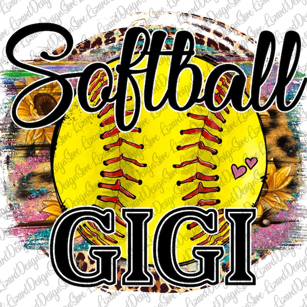 Softball gigi Sublimation Design, Softball Gigi Leopard Print Sublimation Design, Hand Drawn PNG, Turqoise Gliter, Sublimation Design