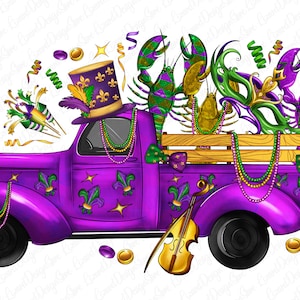 Mardi Gras Truck Png Sublimation Design, Mardi Gras Png, Mardi Gras Clipart, Mardi Gras Carnival Png, Fleur De Lis Png, Digital Download