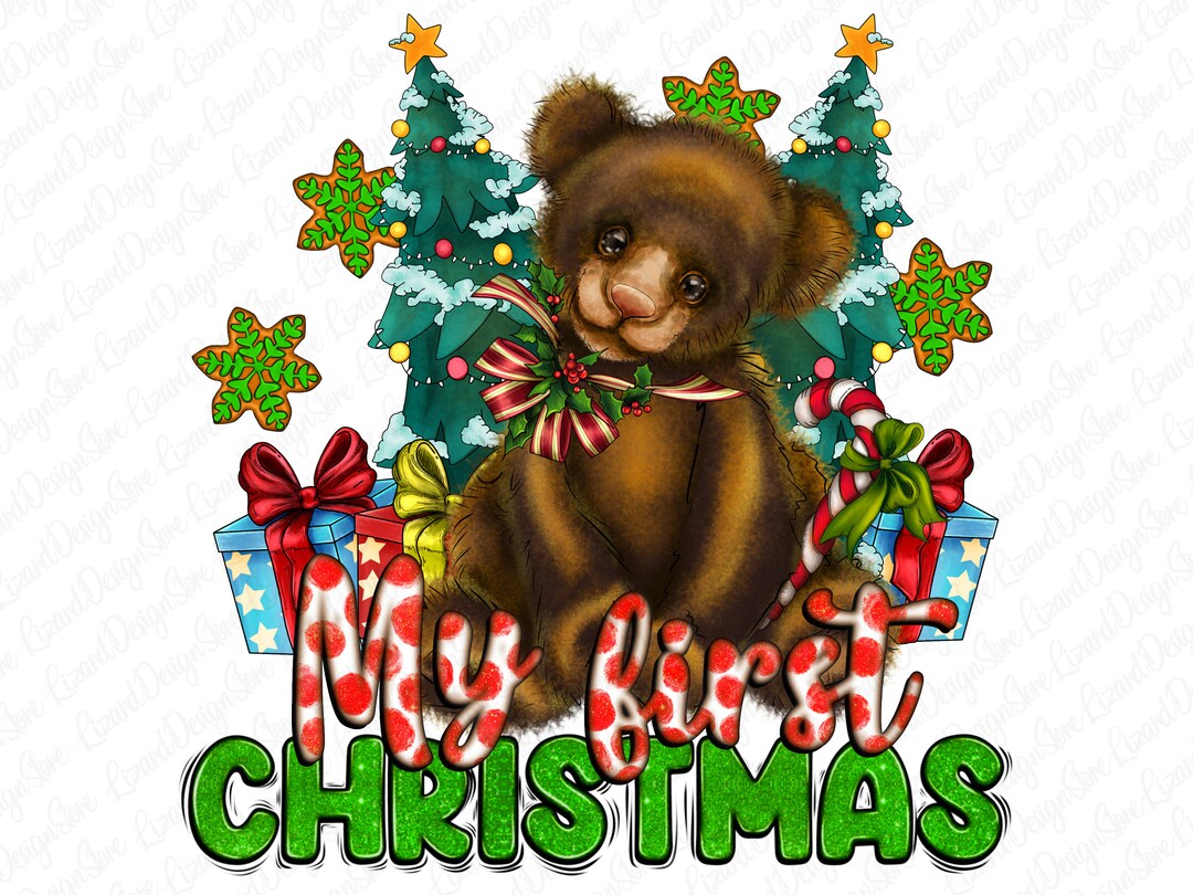 My First Christmas Teddy Bear Png Sublimation Design,merry Christmas