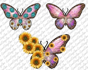 Butterfly Bundle Png, Sunflower Butterfly Png, Daisy Butterfly Png, Butterfly  Sublimation Design, Leopard Butterfly Png, Sublimation Png