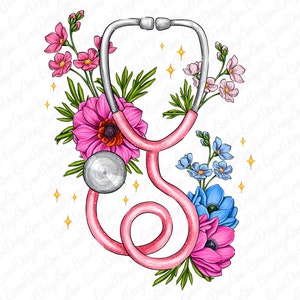 Floral stethoscope png sublimation design download, Nurse png, Nursing png, Nurse love png, Nurse stethoscope png,sublimate designs download