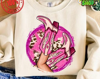 Cowboy Girls Pink Boots Png, Western Cowgirl Stiefel Png, Pink Boots Png, Sublimationsdesign, Cowgirl Stiefel Clipart, Western Png, Sofort Download