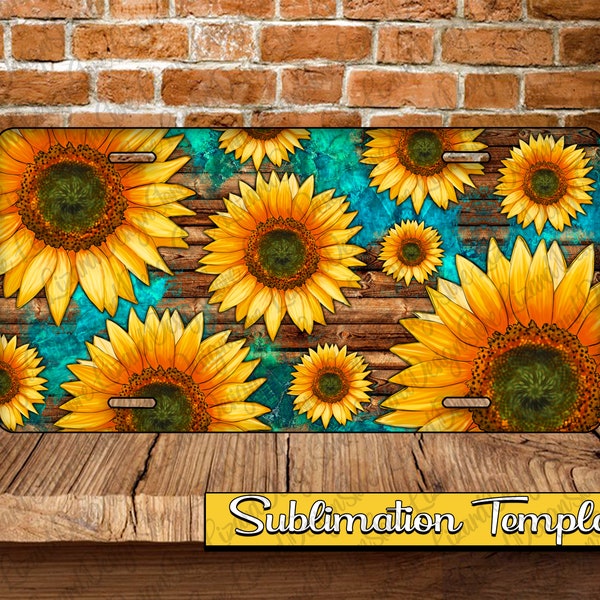 Sunflowers License Plate Png, License Plate Sublimation Design, Sunflower Background, License Plate Png, Sunflower License Plate Fram