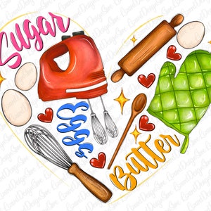 Bake tools heart png sublimation design download, baking png, cooking love png, cooking tools png, sublimate designs download