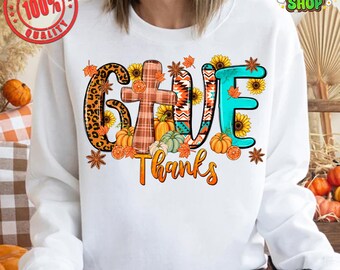 Give Thanks Retro Pumpkin PNG Print File for Sublimation Or Print, Fall Sublimation, Autumn, Thanksgiving, October, Halloween PNG