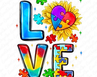Autism Love Png, Autism Awareness Png, Autism Love Png, Autism Acceptance Png, Autism Awareness Png, Autism Mom, Autism Shirt Png