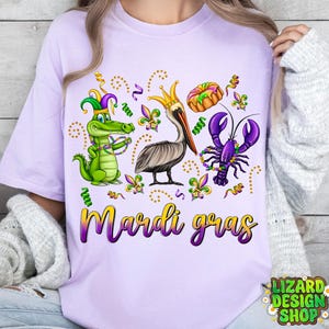 Mardi Gras alligator pelican crawfish sublimation design download, Mardi Gras png, Louisiana png,Fleur de Lis Png,sublimate designs download
