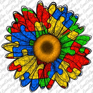 Autismus Sonnenblume Sublimationsdesign, Autismus Bewusstsein PNG, Puzzleteil Png, Sonnenblume Clipart, Sonnenblume Png, Autismus PNG, Sublimationsdesign