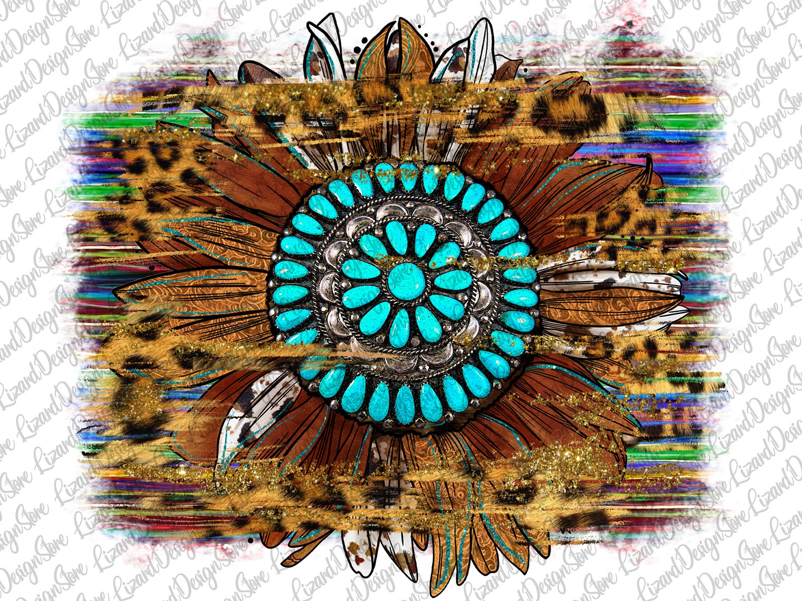 Western Sunflower and Serape Background Bundle Designcowhide Etsy
