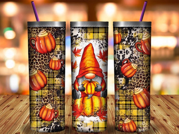 Fall Gnome Pumpkin Tumbler Png Sublimation Design,20oz Skinny Tumbler Png,Pumpkin Tumbler,Gnome Tumbler,Autumn leaves png,Digital Download