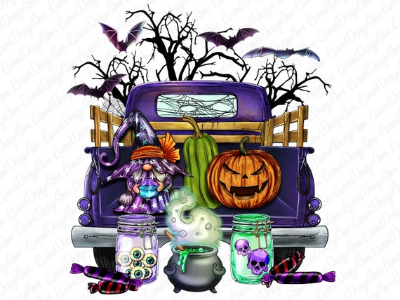 Halloween Truck Png, Happy Halloween Png, Boo Png, Truck Png, Witch Png, Bat Png, Pumpkin Png, Digital Download, Sublimation Design