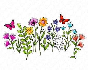 Flowers Png Sublimation Design,Colorful Floral, Flowers PNG,Cute Flowers PNG,Watercolor Floral Png, Sublimation Png, Instant Download